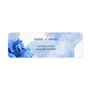 Personalized Elegant Blue Flower Return Address