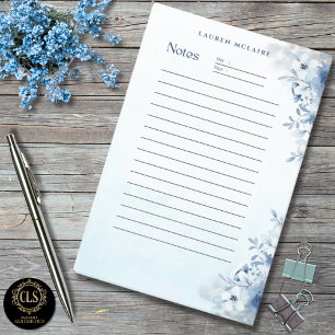 Personalized Elegant Blue Flowers Post-It® Notes