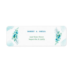 Personalized Elegant Blue Flowers Return Address