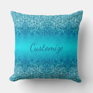 Personalized Elegant Blue Frost Sparkle Pillow