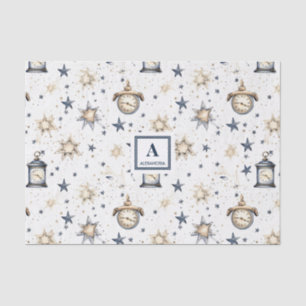 Personalized Elegant Blue & Gold Stars Pattern (4) Tissue Paper