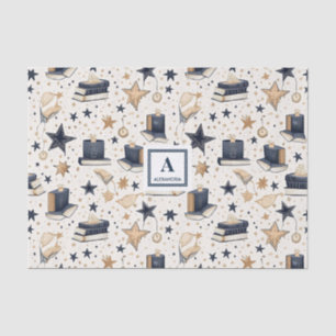 Personalized Elegant Blue & Gold Stars Pattern (7) Tissue Paper
