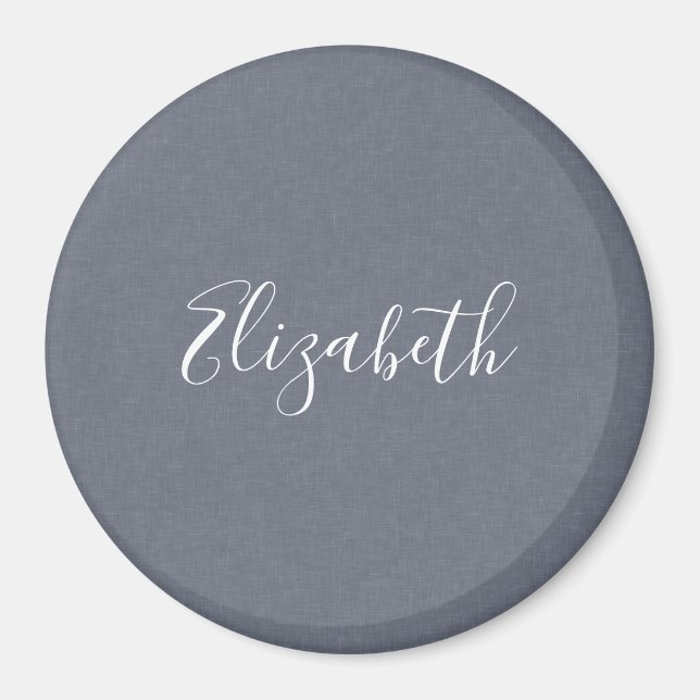 Personalized Elegant Blue Grey Linen Magnet (Front)