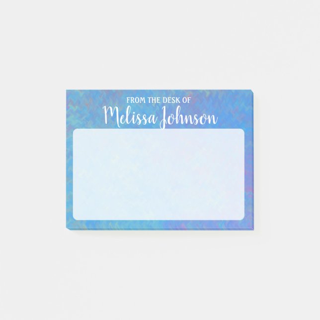 Personalized Elegant Blue Marbled Art Post-it Notes (Front)