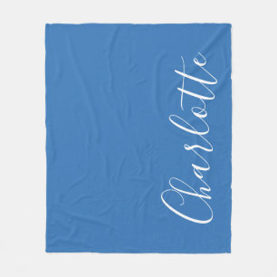 Personalized Elegant Blue Minimalist Script Name Fleece Blanket
