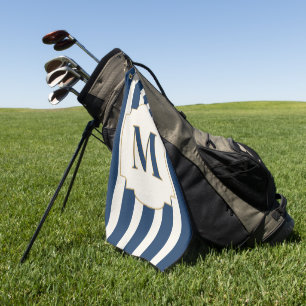 Personalized Elegant Blue Monogram Golf Towel