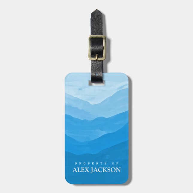 Personalized Elegant Blue Outdoors Luggage Tag (Front Vertical)