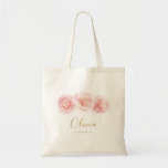 Personalized elegant blush pink floral bridesmaid tote bag<br><div class="desc">Modern chic calligraphy and blush pink watercolor floral design,  elegant and stylish,  great personalized bridesmaid gifts.</div>