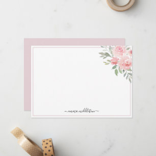 Personalized Elegant Blush Pink Roses and Greenery Card
