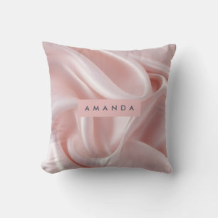 Personalized Elegant Blush Pink Satin Design Throw Pillow