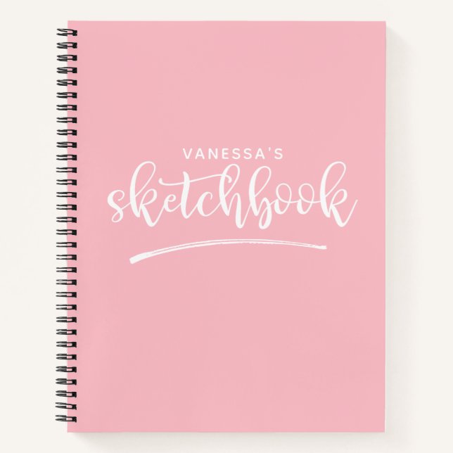 Personalized Elegant Blush Pink Sketchbook  Notebook (Front)