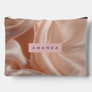 Personalized Elegant Blush Silk Texture Accessory Pouch