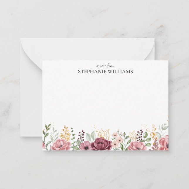 Personalized Elegant Boho Chic Note Card (Front)