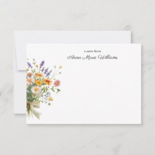 Personalized Elegant Boho Wildflower Note Card