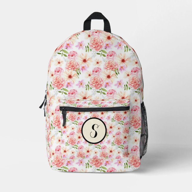Personalized Elegant Boho  Wildflower Printed Backpack (Front)