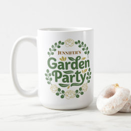 Personalized Elegant Botanical Garden Party Wreath Coffee Mug