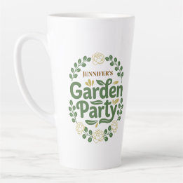 Personalized Elegant Botanical Garden Party Wreath Latte Mug