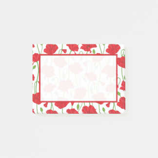 Personalized Elegant Botanical Red Poppy Floral Post-it Notes