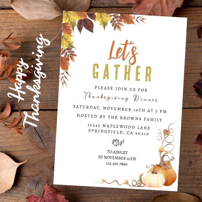 Personalized Elegant Botanical Thanksgiving Invitation (Creator Uploaded)