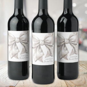 Personalized Elegant Bow Bridal Shower Wine Label