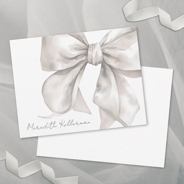 Personalized Elegant Bow Name Monogram Card (Personalized Elegant Bow Name Monogram Note Card)