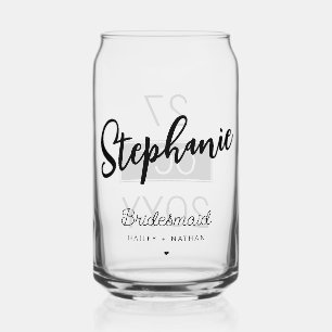 Personalized Elegant Bridesmaids Wedding Gifts Can Glass