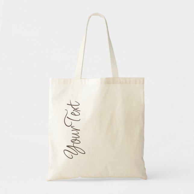 Personalized Elegant Brown Script Text Top Budget Tote Bag (Front)