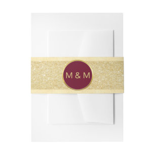 Personalized Elegant Burgundy Gold Glitter Wedding Invitation Belly Band