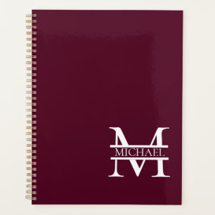 Personalized Elegant Burgundy Monogram and Name Planner