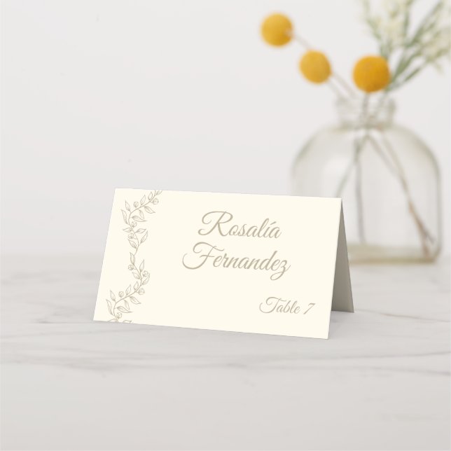 Personalized Elegant Champagne Table Assignment  Place Card (Front)