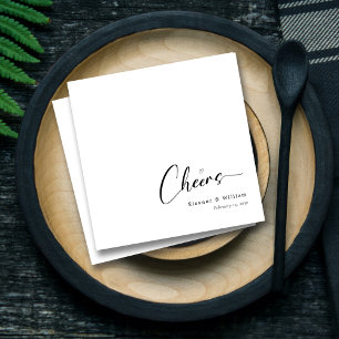 Personalized Elegant Cheers Hand-Lettering Wedding Napkin