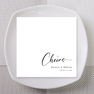 Personalized Elegant Cheers Hand-Lettering Wedding Napkin