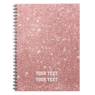 Personalized Elegant Chic Faux Glitter Rose Gold Notebook