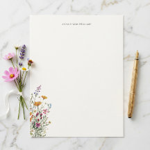 Personalized Elegant Chic Floral Letterhead