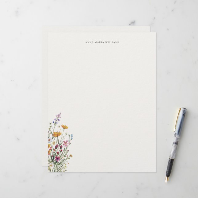  Personalized Elegant Chic Floral Letterhead (Front/Back In Situ)