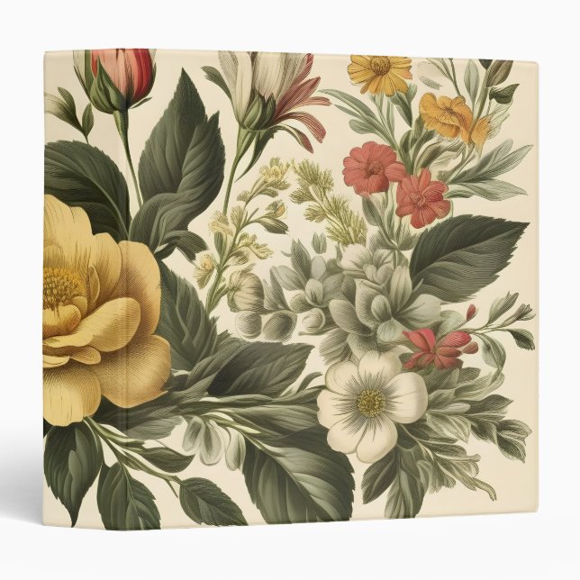 Personalized Elegant Chic Luxury Floral Design Binder (Front/Spine)
