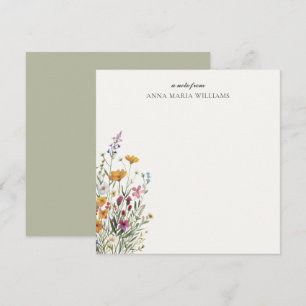 Personalized Elegant Chic Wildflower Note Card