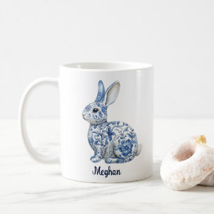Personalized Elegant Chinoiserie Easter Bunny Coffee Mug