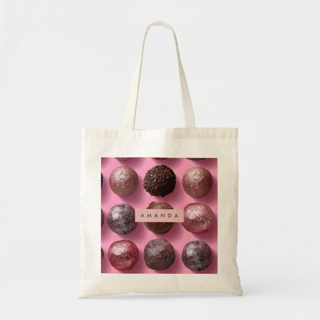 Personalized Elegant Chocolate Truffle  Tote Bag (Front)