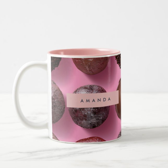 Personalized Elegant Chocolate Truffle  Two-Tone Coffee Mug (Left)