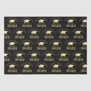 Personalized Elegant Class of 2022 Black Gold Tissue Paper