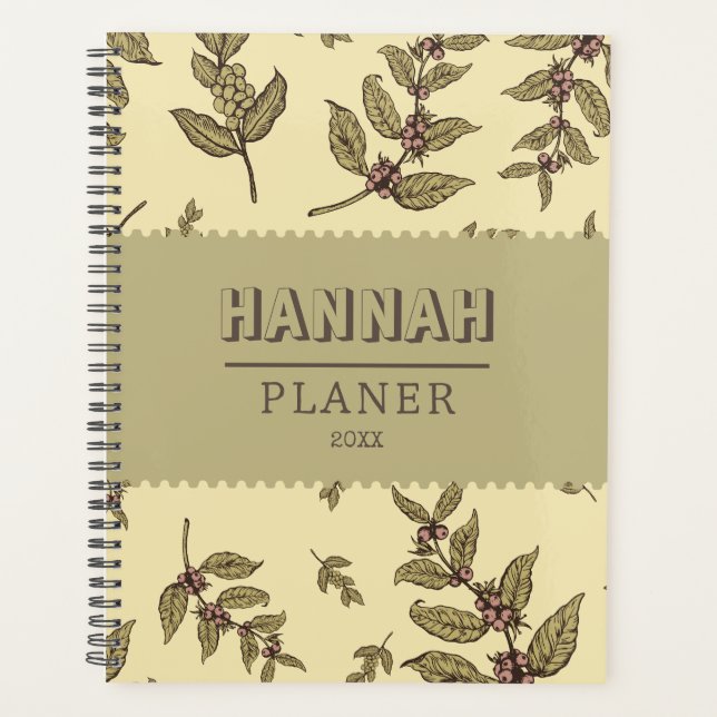 Personalized elegant classic and rustic green lap  planner (Front)
