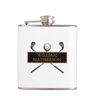 Personalized Elegant Classic Gold and Black Hip Flask