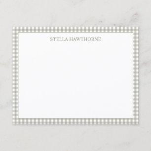 Personalized Elegant Classic Sage Green Gingham Card