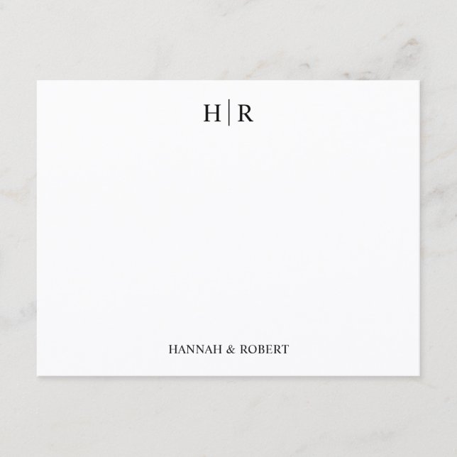 Personalized Elegant Classic Simple Monogram Card (Front)