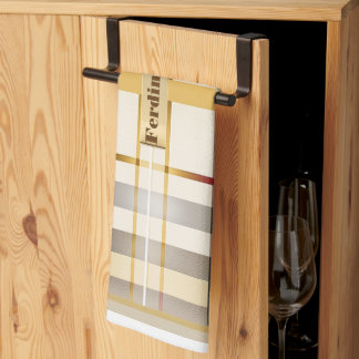 Personalized Elegant Classic Tan and Taupe Kitchen Towel