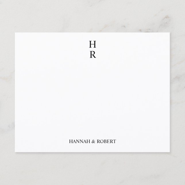 Personalized Elegant Classic Two Initial Monogram  Card (Front)