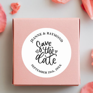 Personalized Elegant Clean Wedding Save the date Classic Round Sticker