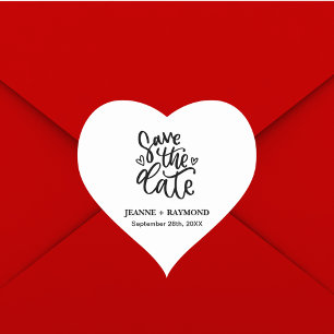 Personalized Elegant Clean Wedding Save the date Heart Sticker