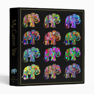 Personalized Elegant Colourful Elephants Scrapbook Binder